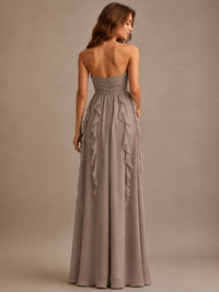 Srapless Sweetheart Chiffon Prom Dress Ruffle Formal Evening Gown
