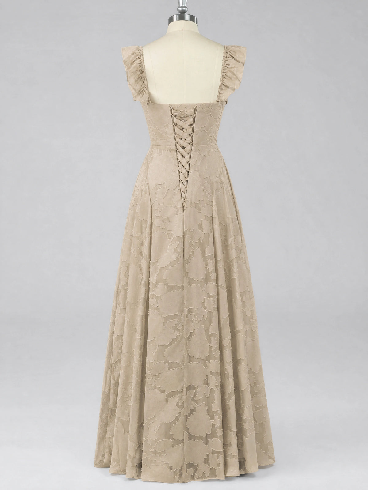 Jacquard Square Neck A-Line Maxi Dress