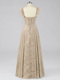 Jacquard Square Neck A-Line Maxi Dress