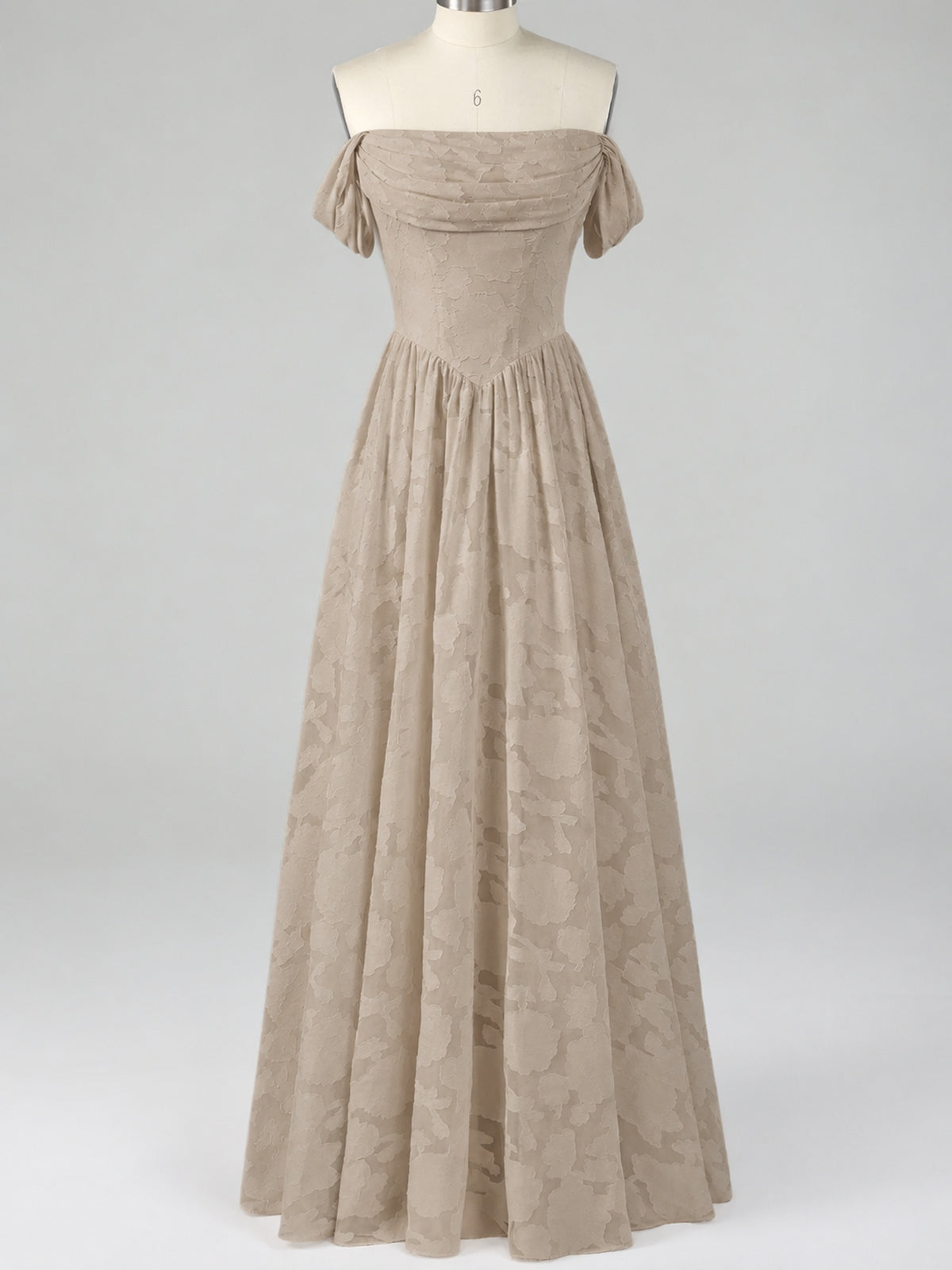 Off Shoulder Jacquard A-Line Maxi Dress