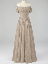 Off Shoulder Jacquard A-Line Maxi Dress