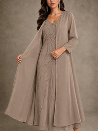 Sequin Chiffon Mother of the Bride Dress with Jacket
