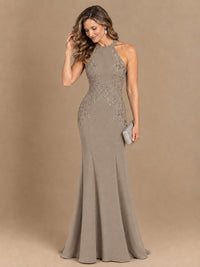 Halter Neckline Lace Appliques Mother of The Bride Dresses