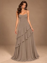 Sweetheart A-Line Ruffle Prom Dress with Spaghetti Straps