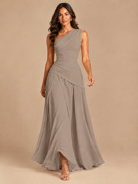 One Shoulder Prom Dress A-line Ruched Women Wedding Formal Gowns