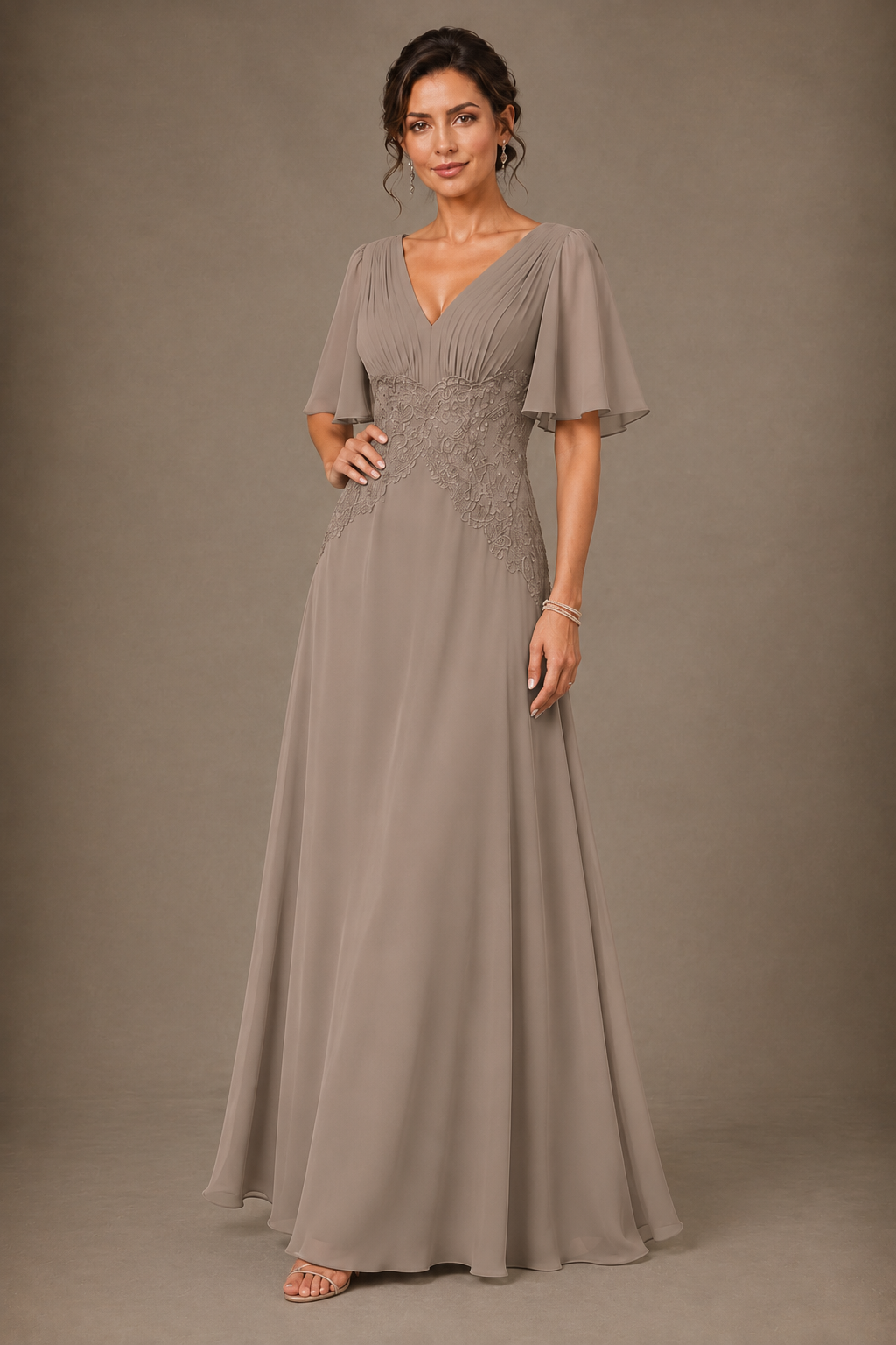 A-Line Chiffon Mother of the Bride Dress with Applique