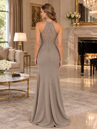 Halter Neckline Lace Appliques Mother of The Bride Dresses