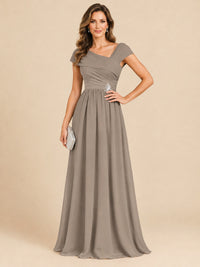 Cap Sleeve Mother of The Bride Dresses Long Chiffon Formal Gowns