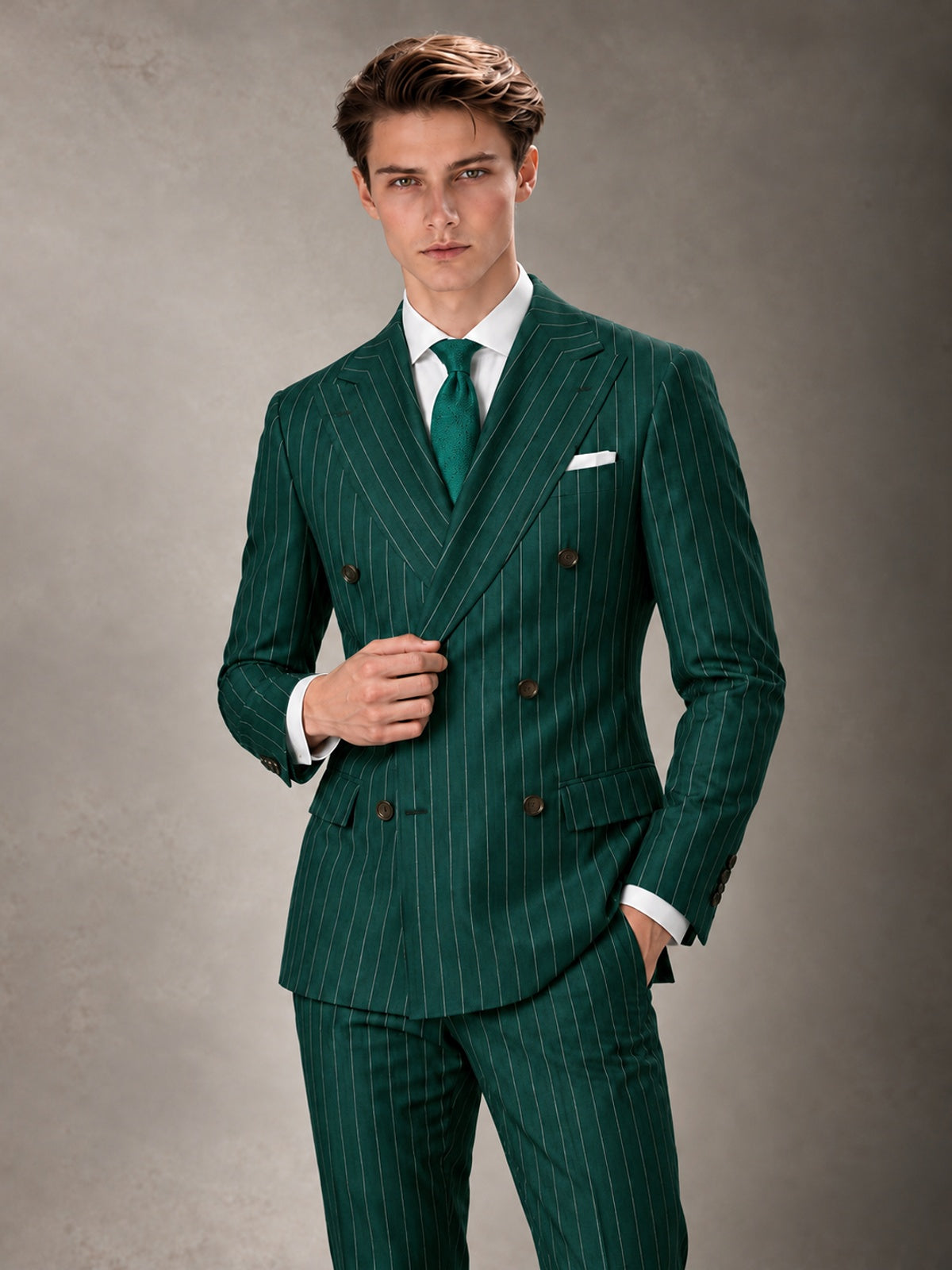 Double Breasted Pinstripe Men's Suit 2 Piece (Jacket & Pants) for Wedding & Formal Prom