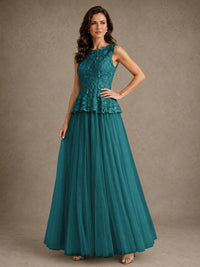 A-Line Chiffon Mother of the Bride Dress with Lace Appliques