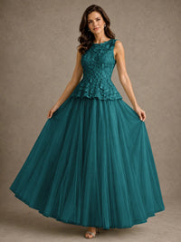 A-Line Chiffon Mother of the Bride Dress with Lace Appliques