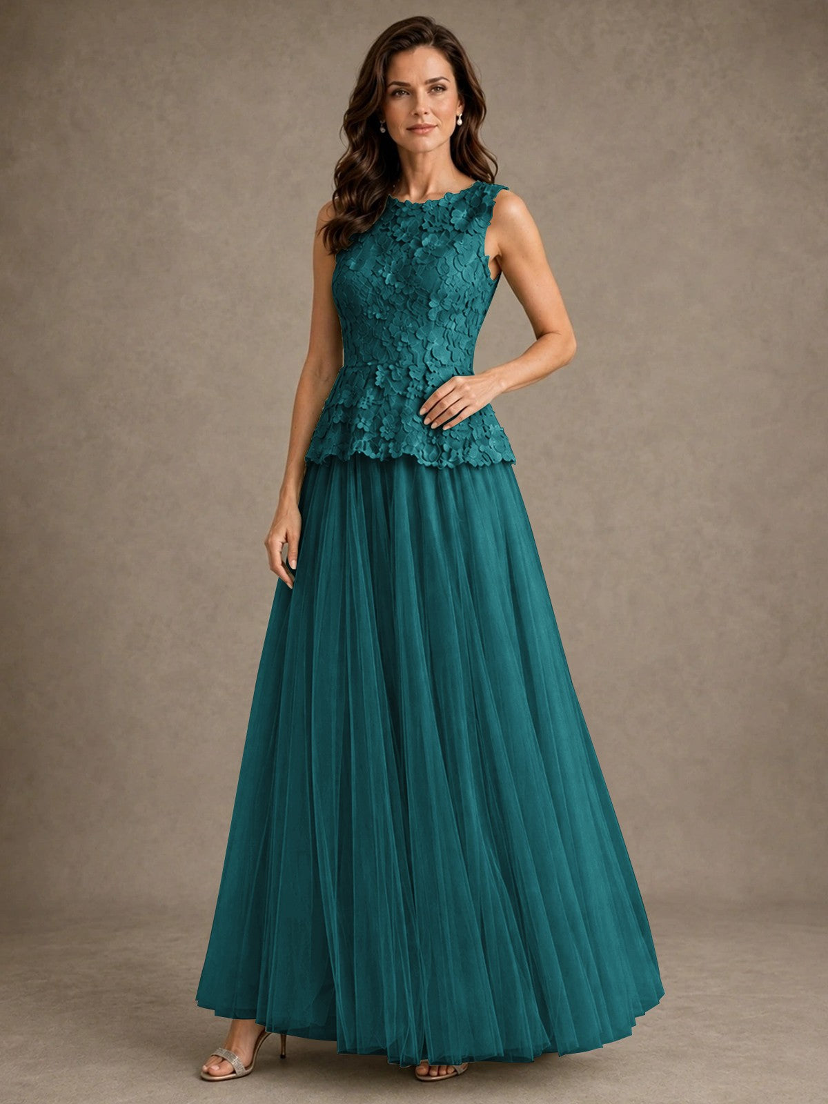 A-Line Chiffon Mother of the Bride Dress with Lace Appliques