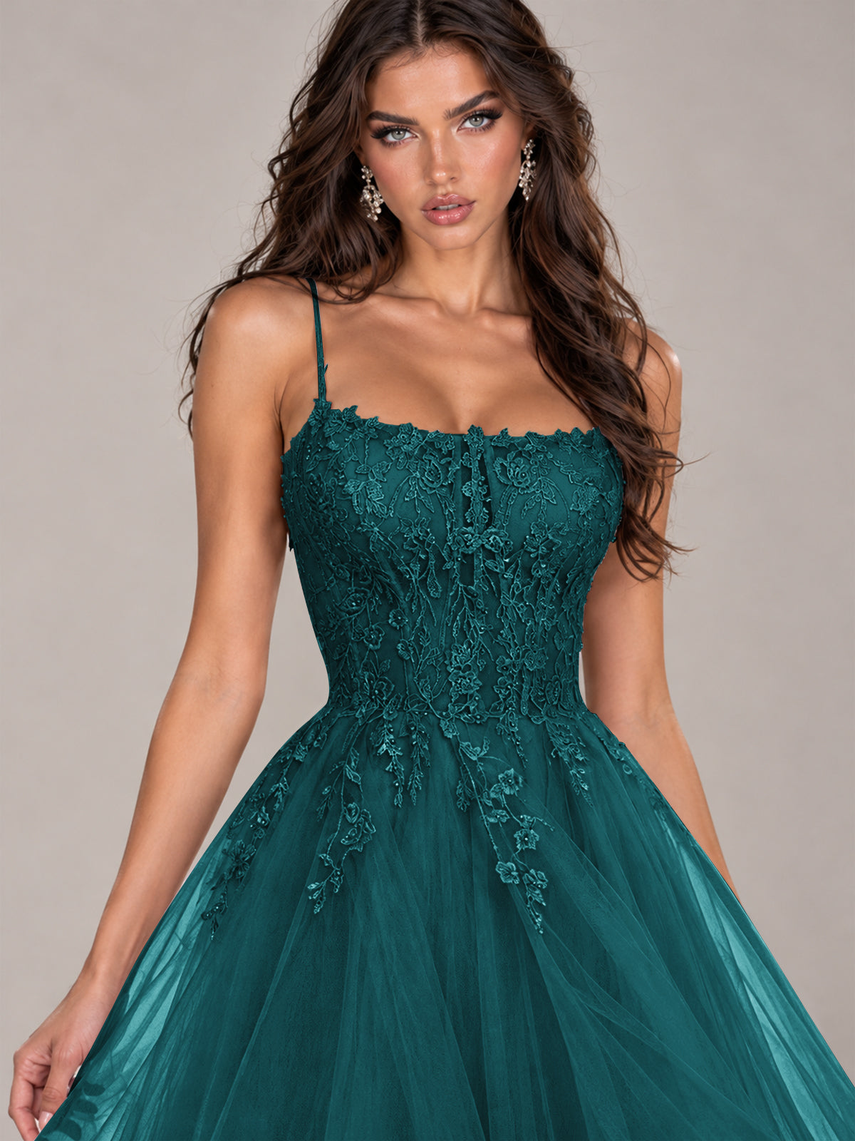Lace Corset Ball Gown Prom Dress with Cascading Tulle Ruffles
