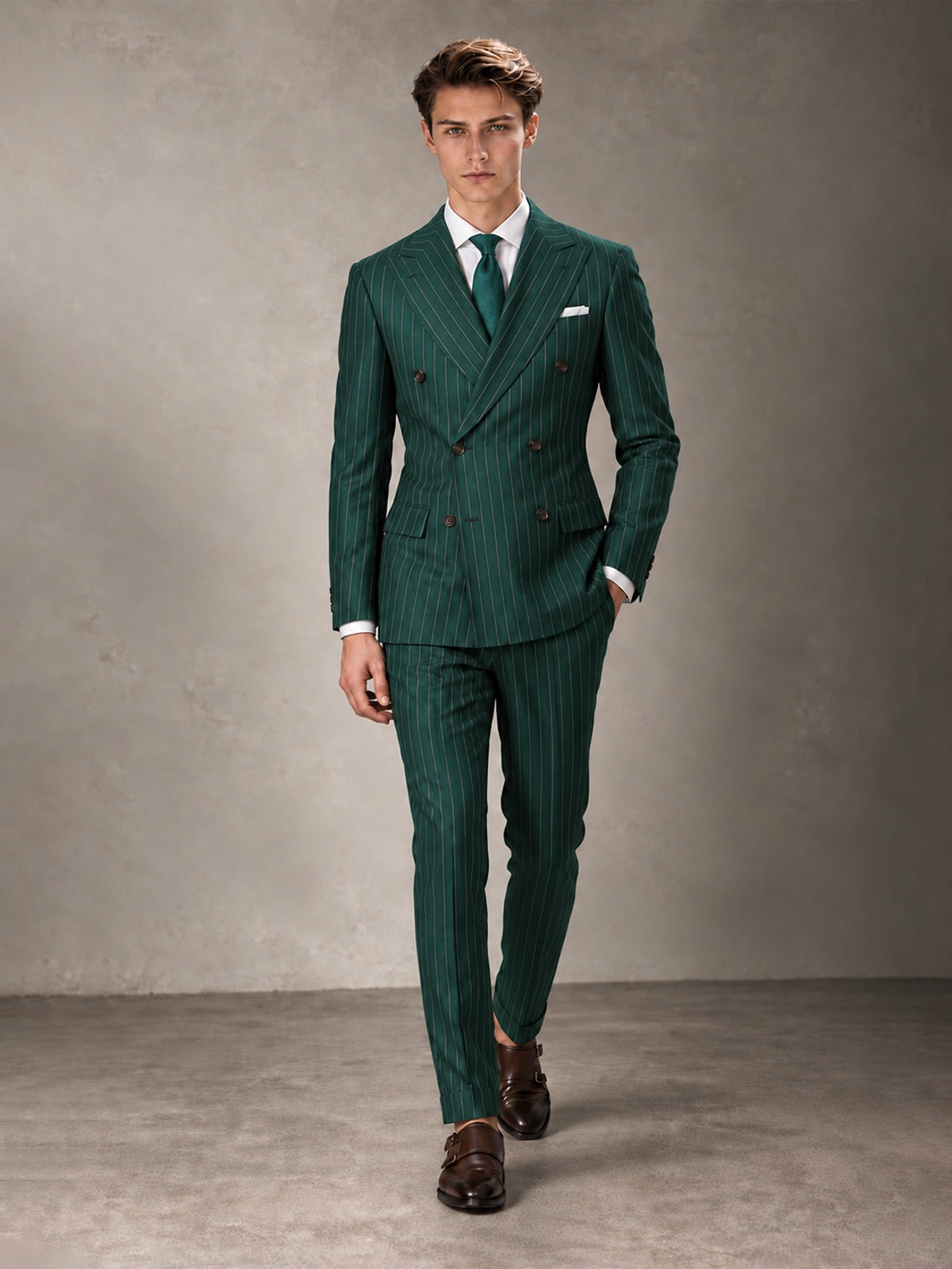 Double Breasted Pinstripe Men's Suit 2 Piece (Jacket & Pants) for Wedding & Formal Prom