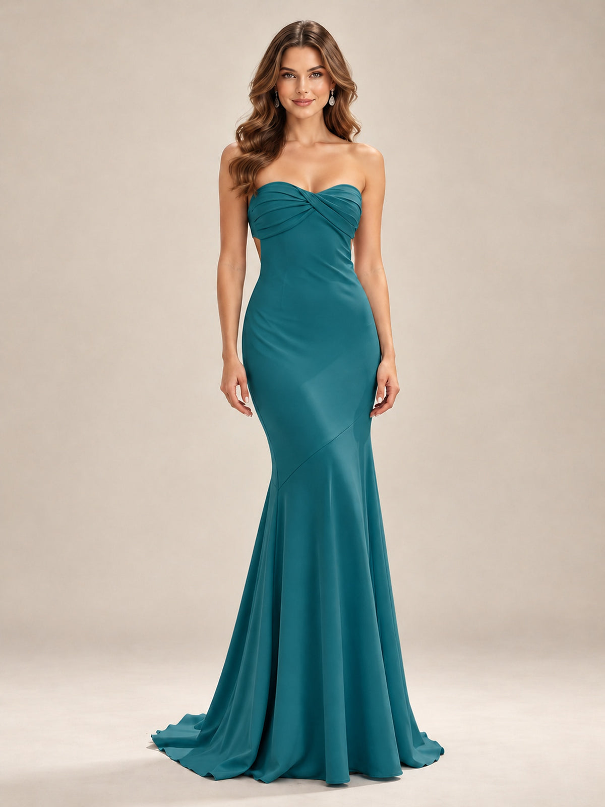 Light Blue Strapless Sweetheart Mermaid Prom Dress with Pleated Bodice