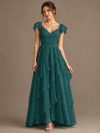 Ruffle Tiered V Neck Maxi Dress