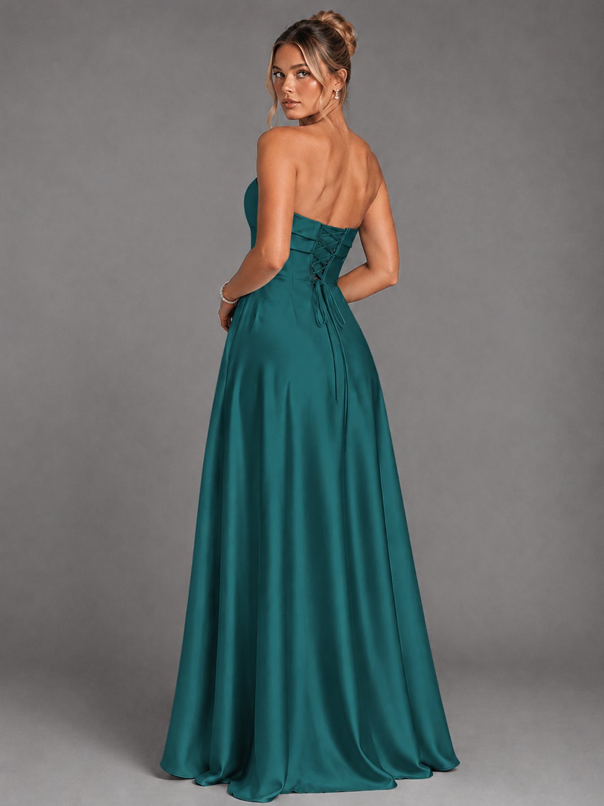 Sweetheart Neck Strapless Satin A-Line Prom Dress