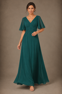 A-Line Chiffon Mother of the Bride Dress with Applique
