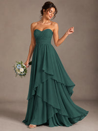 Strapless Ruffle A-Line Maxi Dress