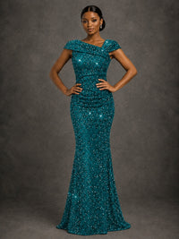 Sequin Off Shoulder Mermaid Prom Dress
