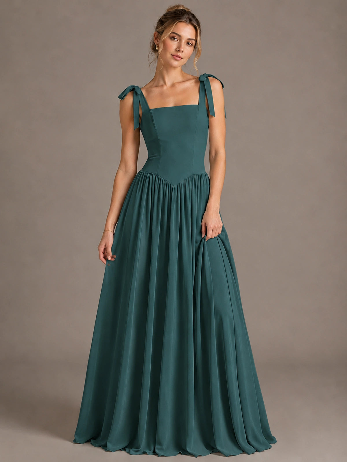 Square Neck A-Line Maxi Dress
