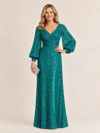 Sparkle Sequin Mother of The Bride Dresses with Long Sleeves