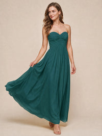 Strapless Pleated Chiffon A-Line Bridesmaid Dress