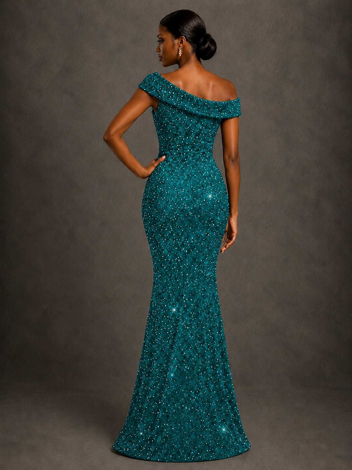 Sequin Off Shoulder Mermaid Prom Dress