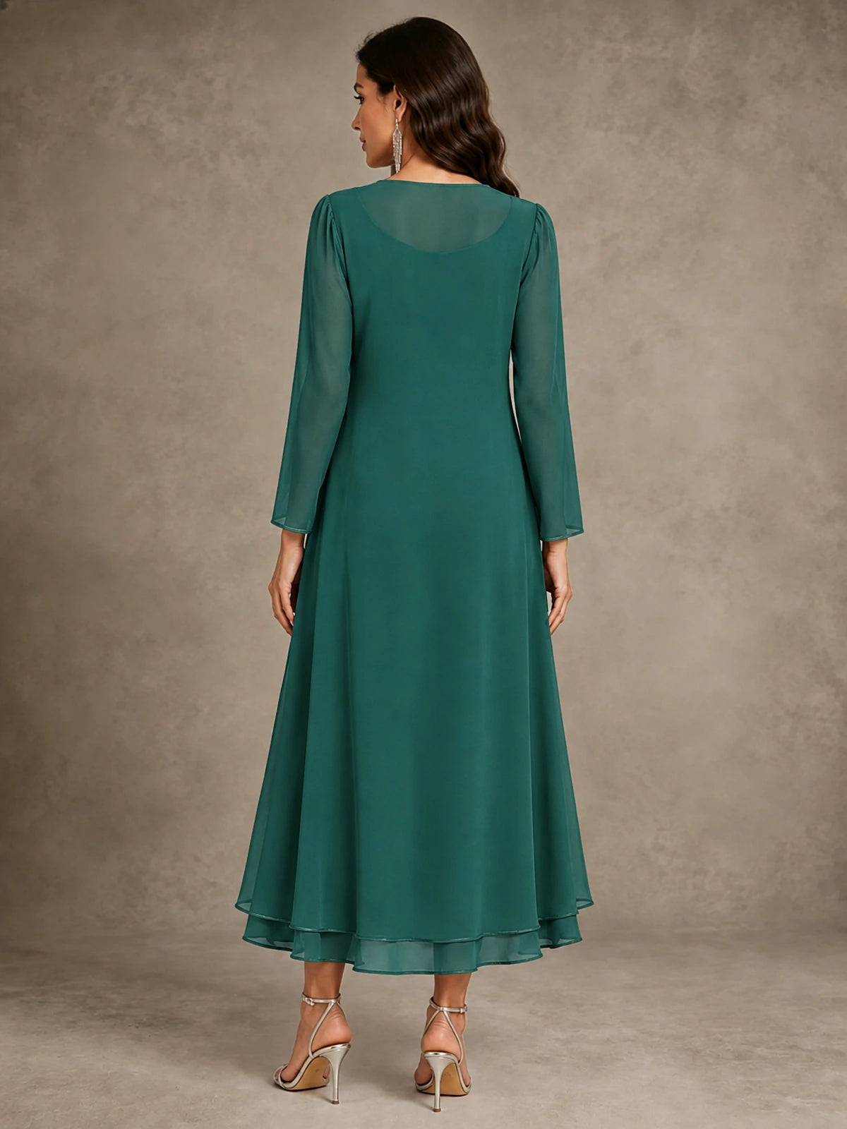 Sequin Chiffon Mother of the Bride Dress with Jacket