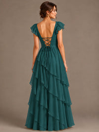 Ruffle Tiered V Neck Maxi Dress