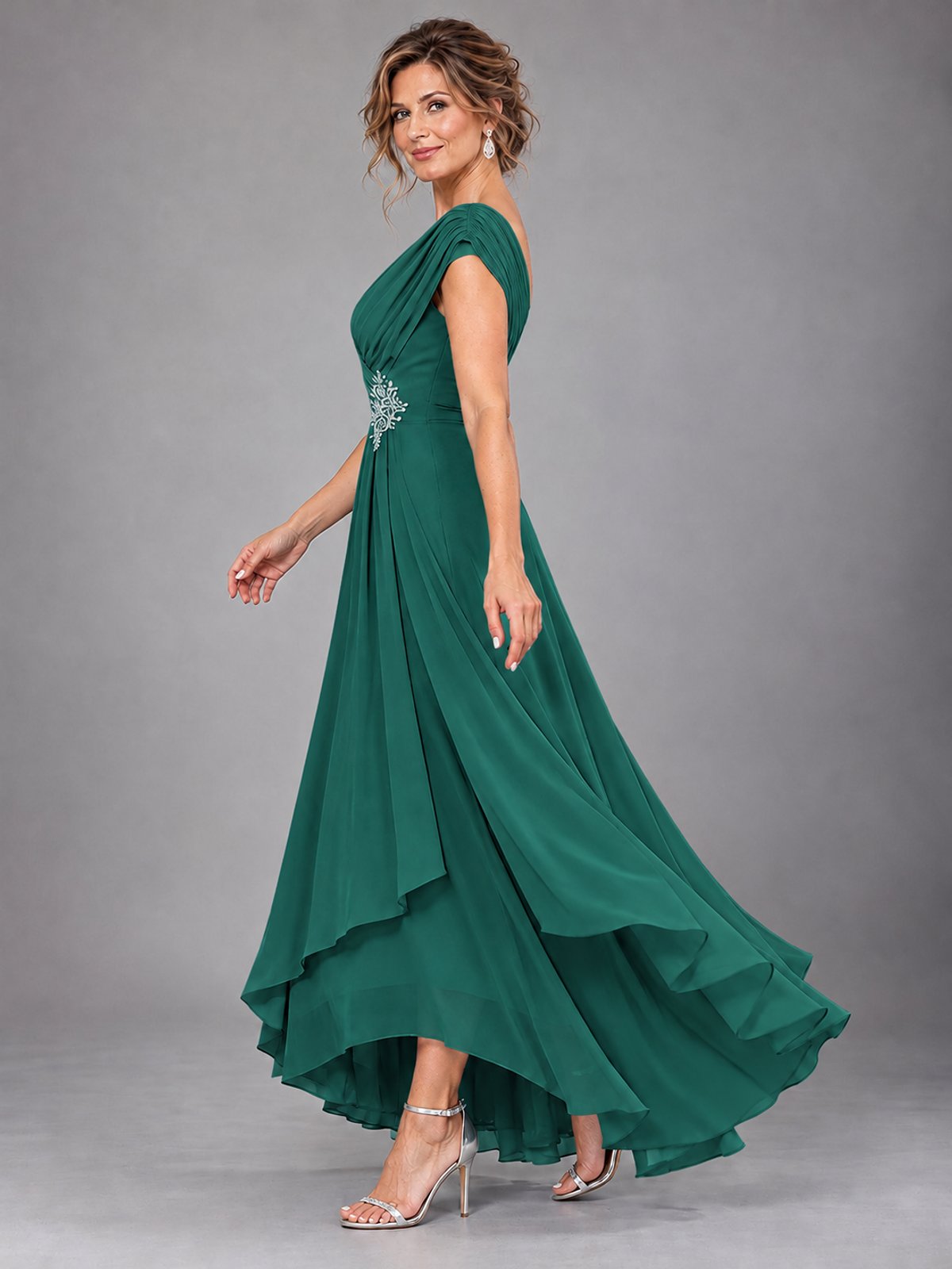 Cap Sleeve Chiffon A-Line Mother of the Bride Dress
