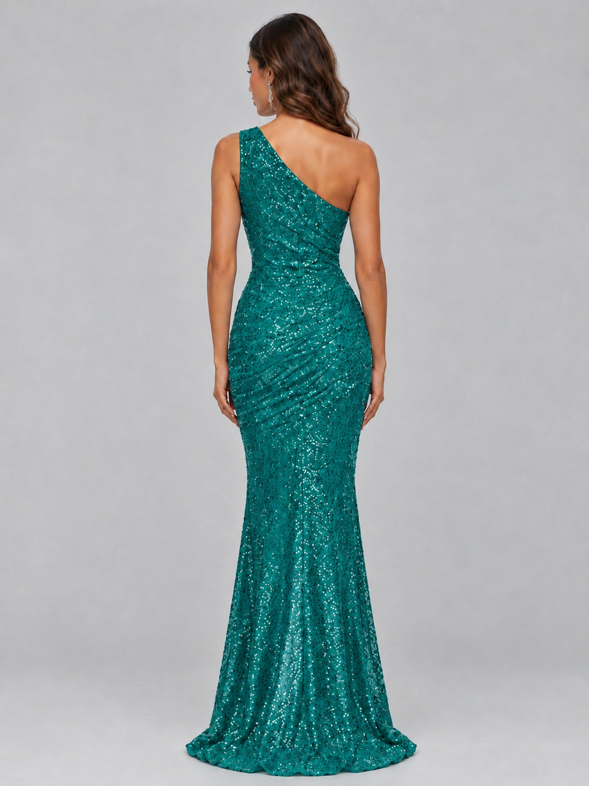 Sequin Mermaid One Shoulder Prom Dress Long formal Gown
