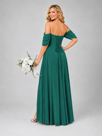 Off Shoulder Chiffon Bridesmaid Dress with Slit