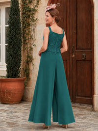 Elegant 3-Piece Chiffon Mother of the Bride Pantsuit with Floral Applique Jacket