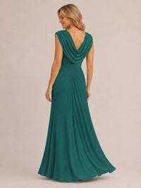 Cowl Neck Ruched Chiffon Mother of the Bride Dress