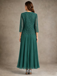 2-Piece Chiffon Mother of the Bride Dress with Lace Jacket
