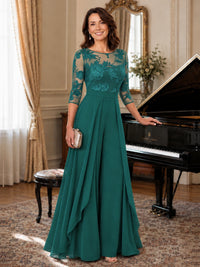 Lace Applique Wide-Leg Chiffon Mother of the Bride Jumpsuit