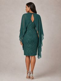 Floral Sheath Mother of the Bride Dress with Cape Overlay