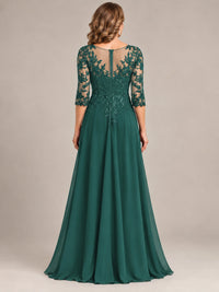 Sequin Lace A-Line Mother of the Bride Dress with 3/4 Sleeves