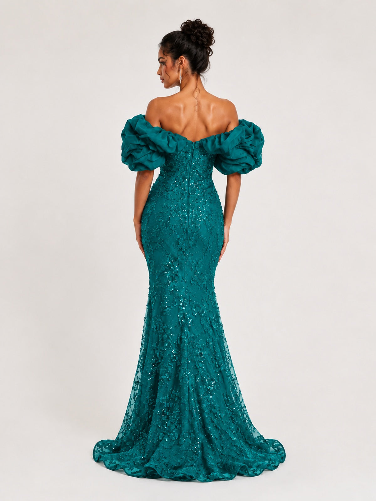 Sequin Off-Shoulder Ruffle Mermaid Prom Dress