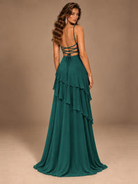 Sweetheart A-Line Ruffle Prom Dress with Spaghetti Straps