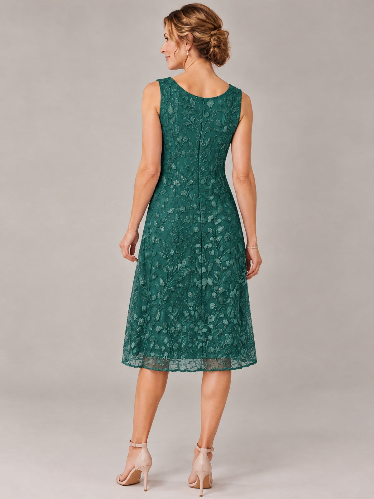 Tea Length Sequin Lace Mother of The Bride Dress with Chiffon Jacket