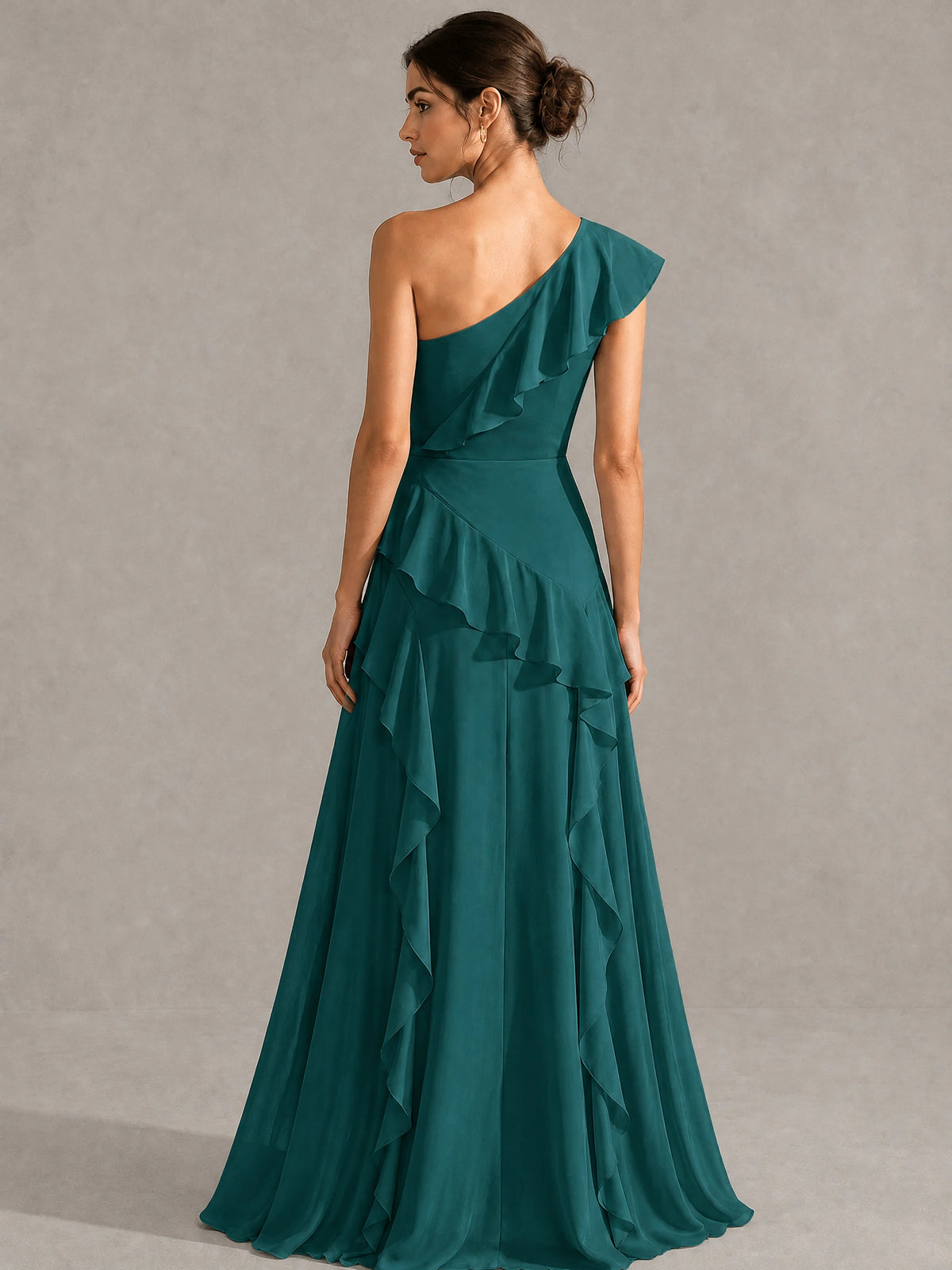 Sage Green One Shoulder Ruffle Bridesmaid Dress