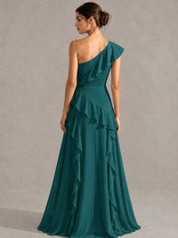 Sage Green One Shoulder Ruffle Bridesmaid Dress