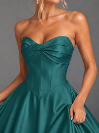 Sweetheart Neck Strapless Satin A-Line Prom Dress
