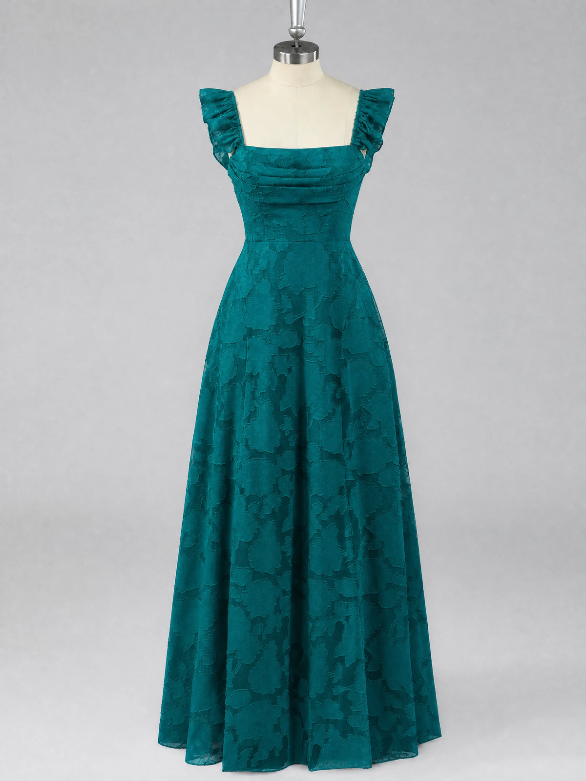 Jacquard Square Neck A-Line Maxi Dress
