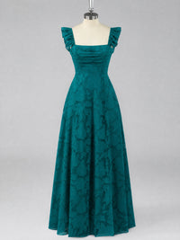 Jacquard Square Neck A-Line Maxi Dress