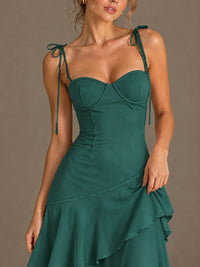 Spaghetti Strap Tiered Ruffles Chiffon Prom Dress