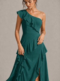 Sage Green One Shoulder Ruffle Bridesmaid Dress