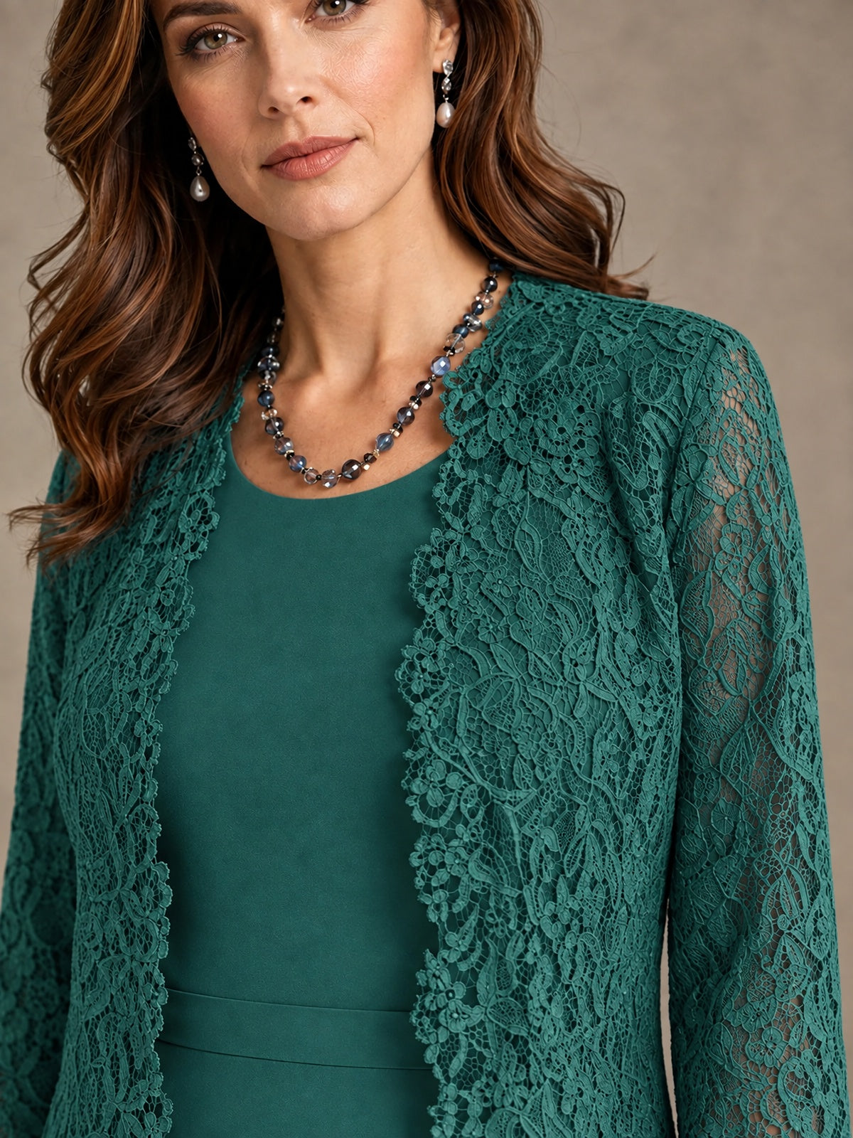 2-Piece Chiffon Mother of the Bride Dress with Lace Jacket